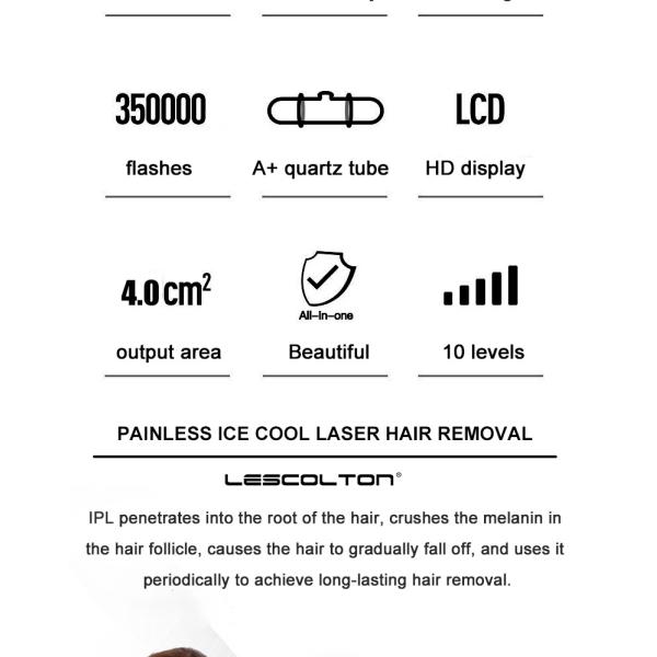 Lescolton Home Beauty Machine Ice Cool IPL Epilator Permanent Laser Hair Removal LCD Display