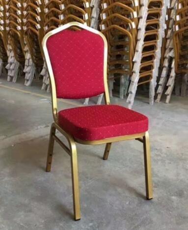 YLX-6089 Golden Aluminium/Steel Stackable Red Banquet Dining Chair