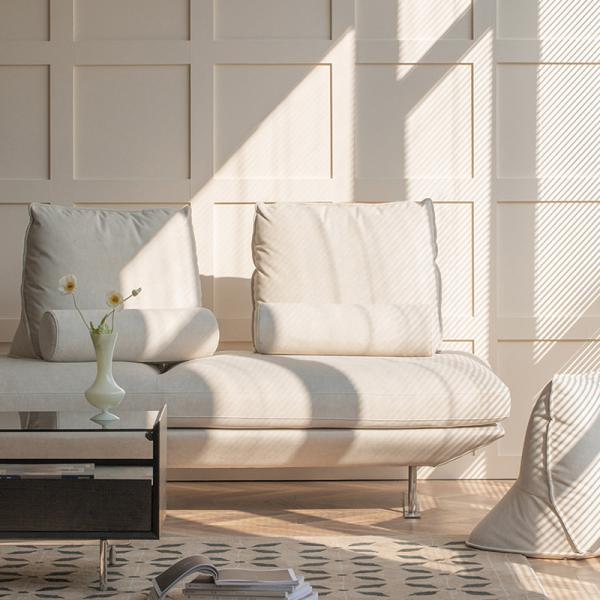 Cotton Linen Modern Fabric Sofa Set High Seat For Leisure