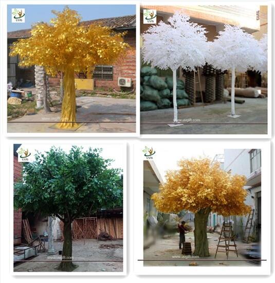 UVG green outdoor artificial banyan tree with huge fiberglass trunk for restaurant patio landscaping GRE057