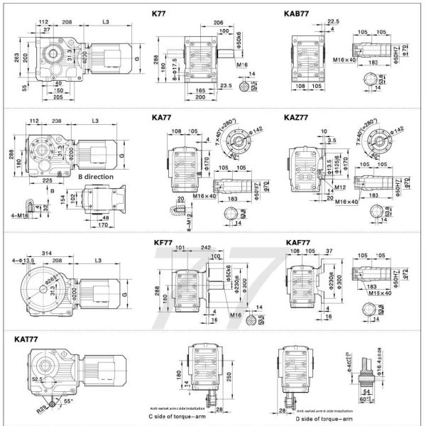79 Kilowatt 90 Degree High Efficiency Helical Bevel Gearbox Reducer Gear Motor for Industrial Machinery