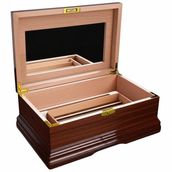 Luxury Cedar Wood Cigar Humidor Box 100 CT Capacity