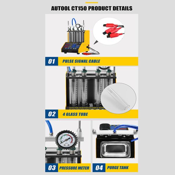 Original Car Fuel Injector Tester 1000ml Motorcycle Fuel Injector Cleaner 4 Cylinder 70W