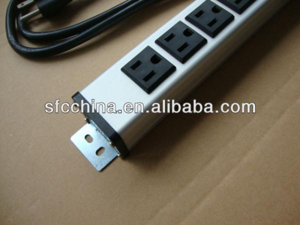 aluminium alloy UL approved American 6-outlet power strip, surge protector with led indicator, 1800w with15A curcuit breaker