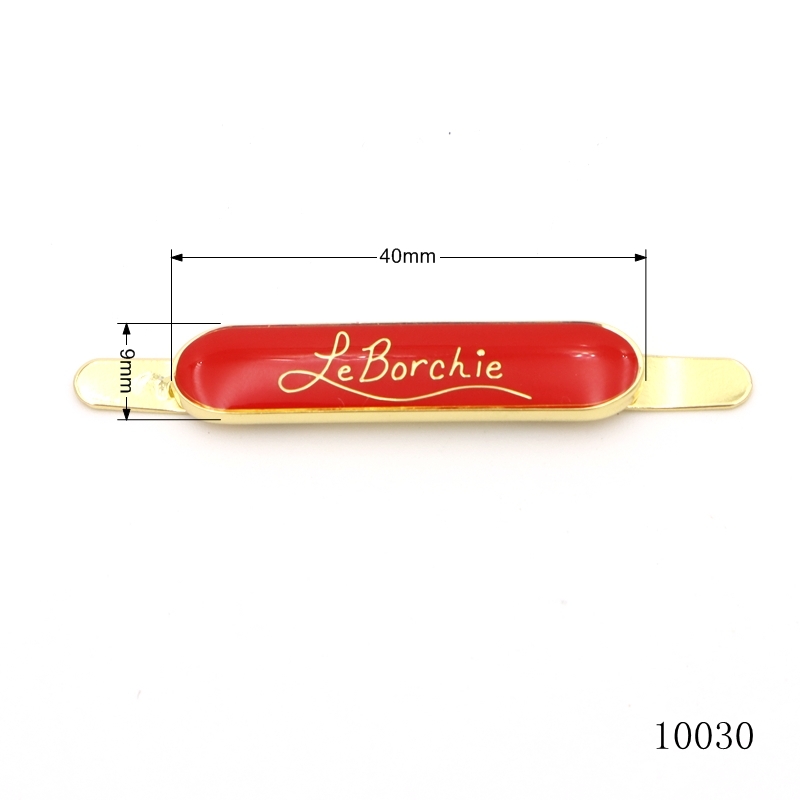 Custom Metal Logo Tag with Prongs for Bags | Gold Plated Hardware