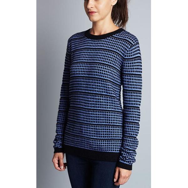WOMEN'S 37% VISCOSE/ 33%NYLON/ 25%LAMBSWOOL/ 5%CASHMERE FLOATING JACQUARD KNITTED SWEATER
