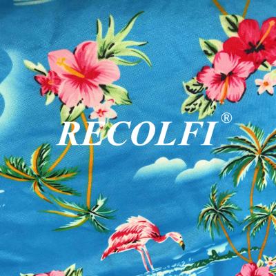 Digital Print Ribbed Swimwear Fabric Repreve Nylon And ROICA Spandex Fiber