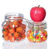 12 oz 17 oz Jars de stockage en verre transparent Bonbons Ronds Conteneurs en verre en vrac avec couvercles métalliques en or