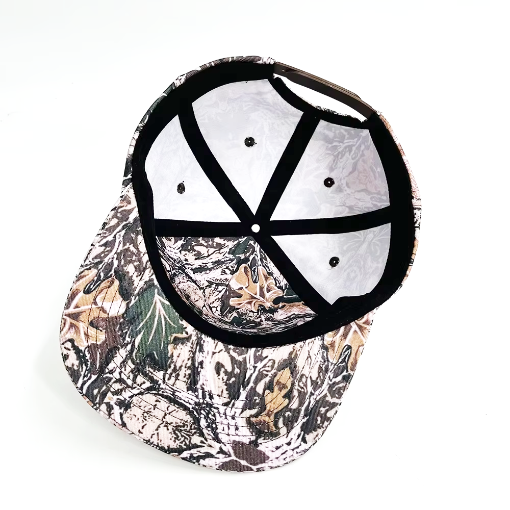 Unstructured Camouflage Snapback Hat Custom Embroidery Patch Camo 5 Panel Adjustable Cap
