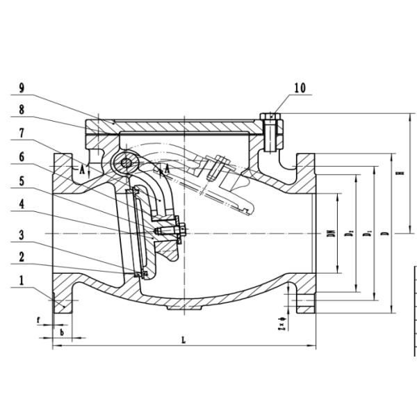 Dn50 Swing Check Valve Flange Type Steel Metal Seat Cast Iron Body