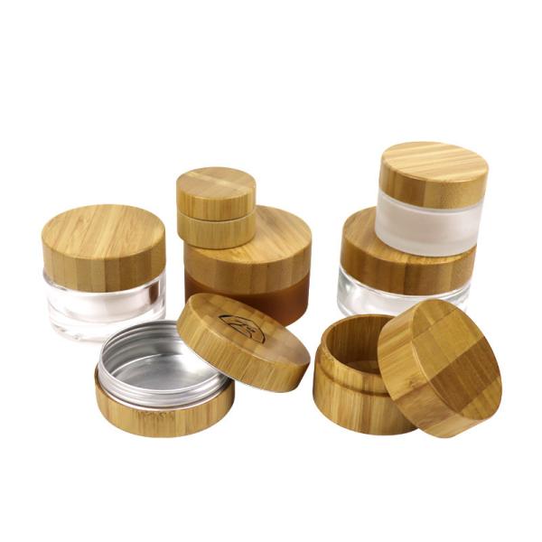 Hot Stamping Screw Cap Bamboo Aluminum Jar 1OZ 1.8OZ 3.5OZ Bamboo Canisters