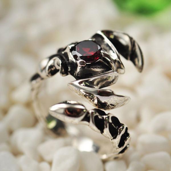 Men's Thai Vintage Sterling Silver Ring Size Adjustable Scorpion Animal Style Jewelry (R121410)