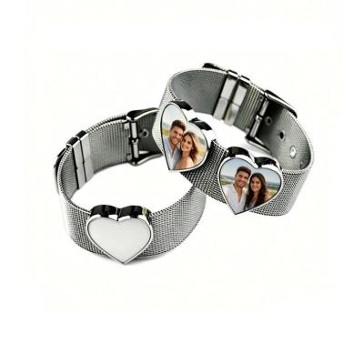 Heart Shape Stainless Steel Sublimation Charm Bracelet Blanks Cuff Bracelet