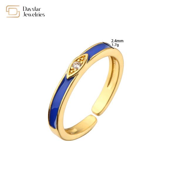 Mulheres coloridas de bronze Diamond Rings Adjustable Narrow Stacking do esmalte 18k