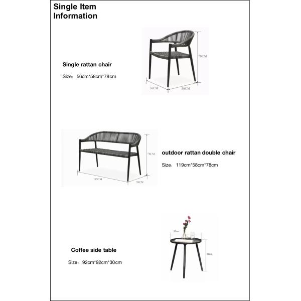 Silla de jardín al aire libre Silla de ratán Patio de ocio para la mesa de comedor resistente a las intemperie Silla de punto a mano