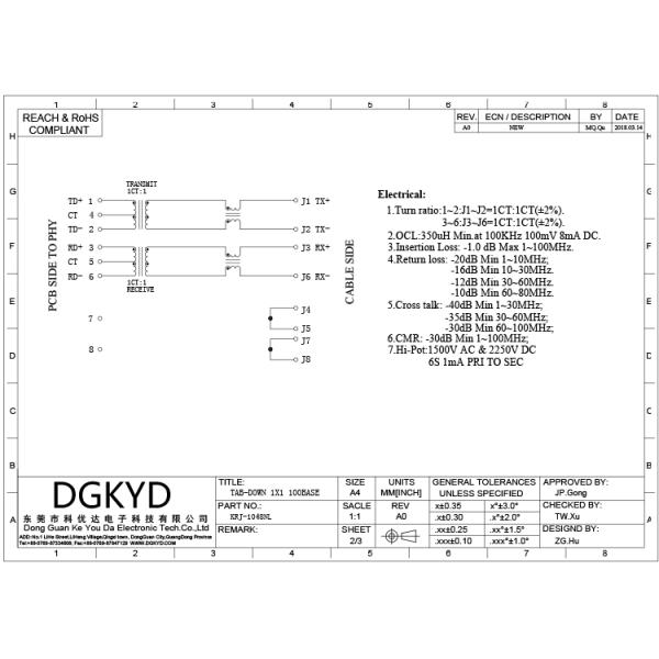 10/100 низкопробных джак КАТ5 женских РДЖ45 с трансформатором Дж0011д01бньл ПБТ, СИД