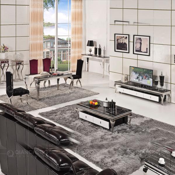 Набор обеденного стола стула Луис 6 стекла мебели SS современного ресторана стальной