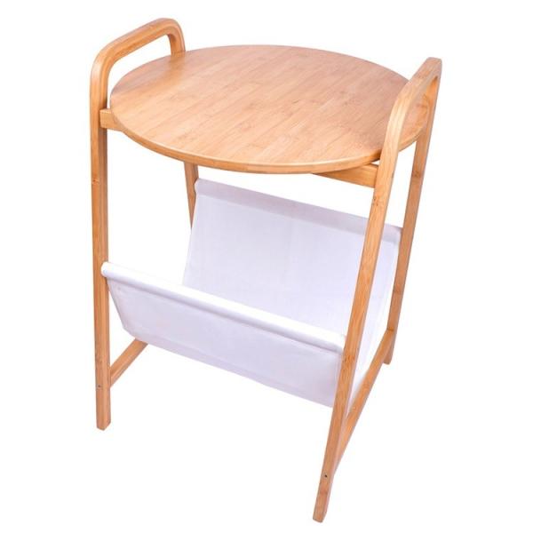 Mesa de sala de banho de bambu com armazenamento de tecido não tecido versátil e ecológico