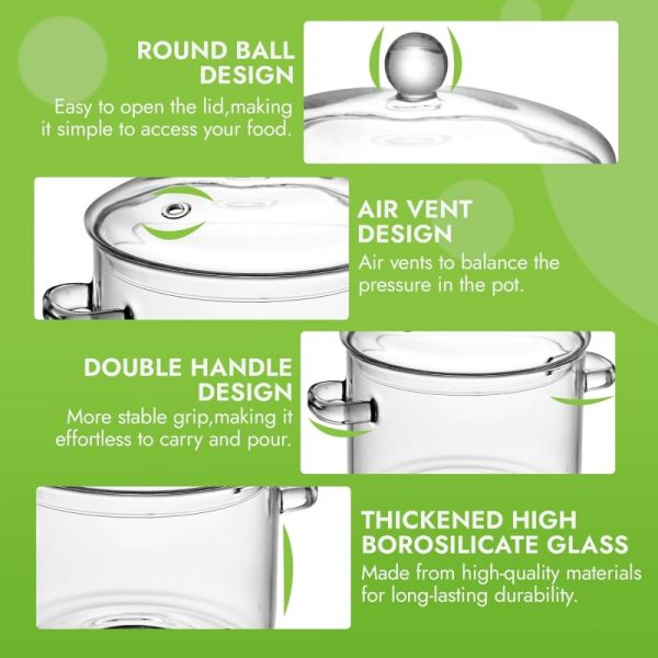 Modern Heat Resistance Glass Cooking Pot Multi Functional Tableware Soup Set