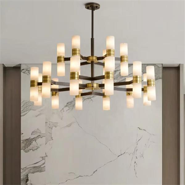 Nordic Alabaster Chandelier Decoration Ceiling Hanging Light Elegant LED Pendant Lamp for Home Hotel Villa Room