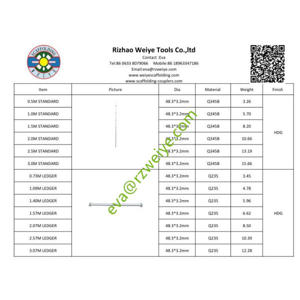 Q235 Hot galvanized Ringlock Scaffolding System Accessories Q235 Q345 Material