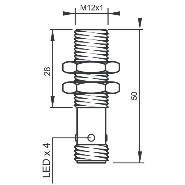 НПН NC M12 индуктивный датчик с установкой квази-потока 10-30VDC
