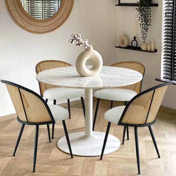 Armless Dining Rattan Wood Table With Wicker Chairs Custom