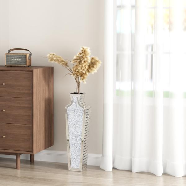 Home Decoration Mirrored Furniture Tall Floor Vase Clear Glass Crystal For Wedding