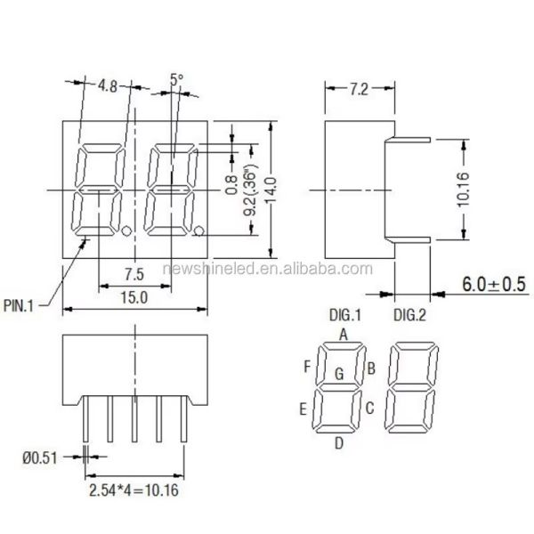 0.36 Inch 2 digit LED Seven Segment Display