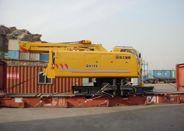 Adjustable Knuckle Boom Length 80m Hydraulic Crawler Crane 28 ton QUY80