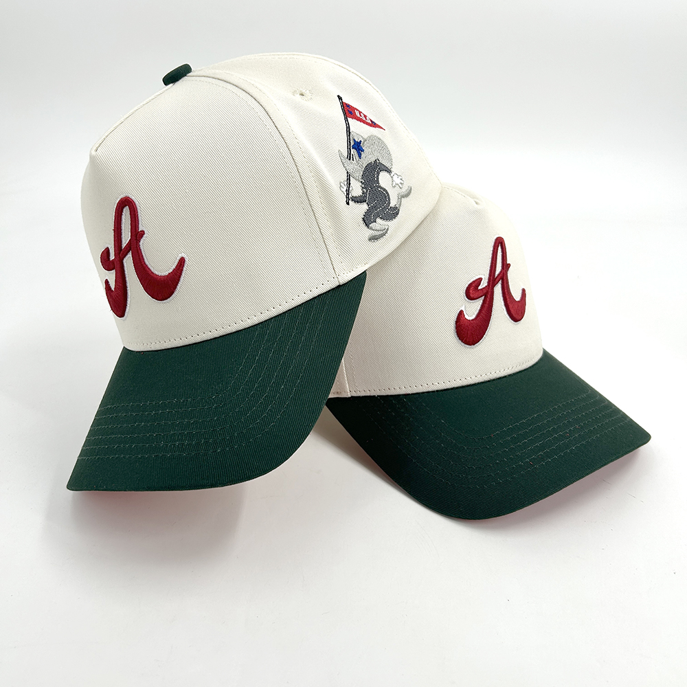 Custom Baseball Caps 3D Puff Embroidery A Frame 5 Panel Two Tone Design