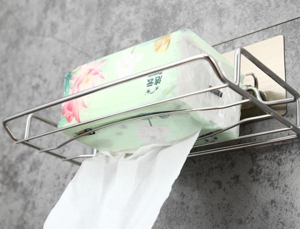 Kitchen Self Adhesive Stainless Steel Paper Towel Holder  Phone Storage Shelf