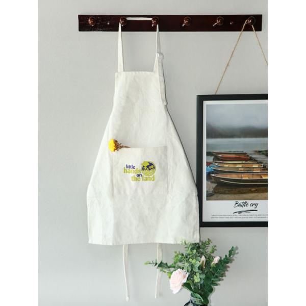 White Color Kids Canvas Apron Silk Screen Printing Breathable Eco Friendly