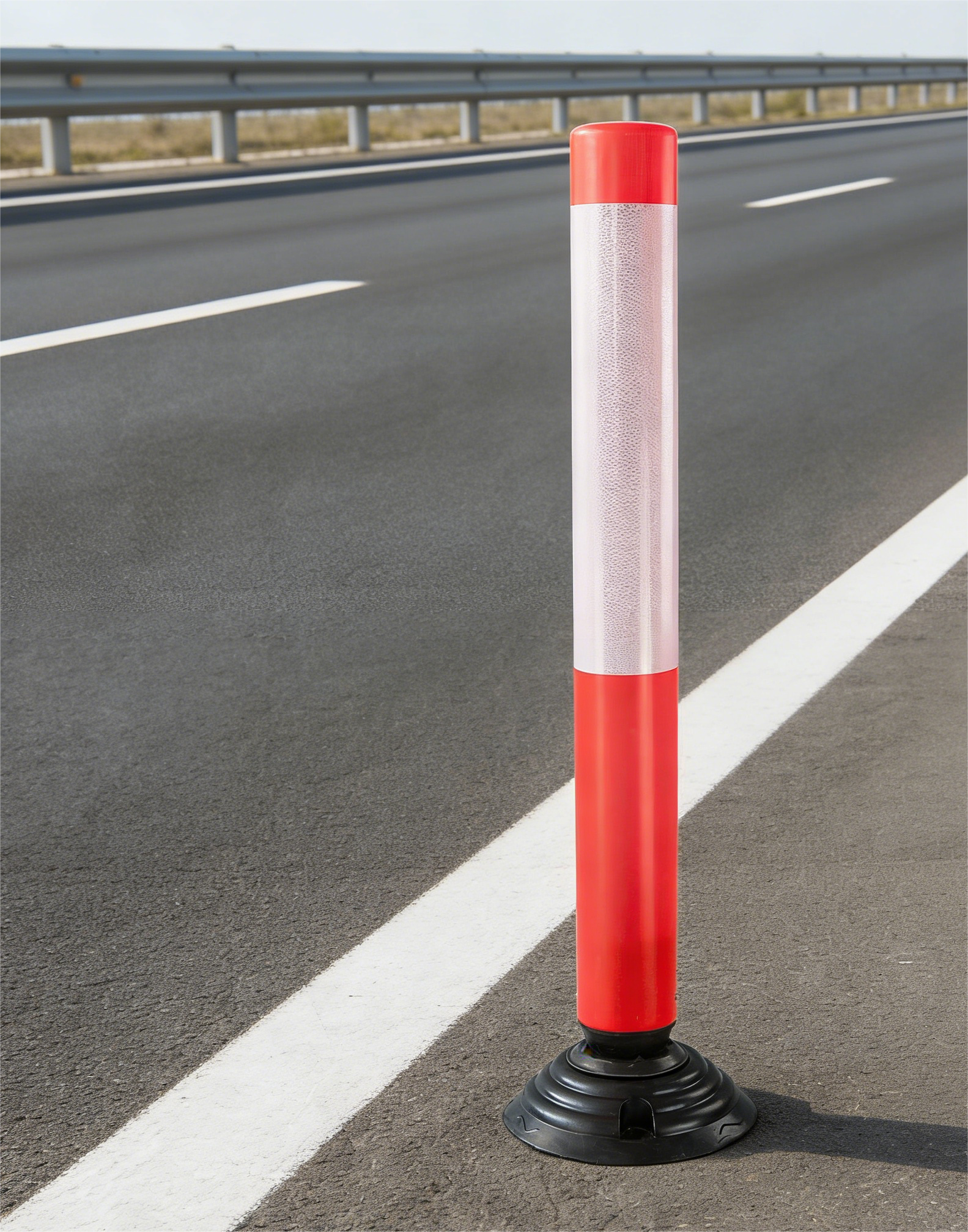 Delineators Barriers 100cm Tubular Black Base Traffic Delineator Warning Road Barrier Warning Post for Car parking place and construction