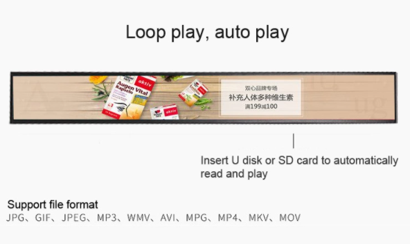 50W 19 дюйм 300cd/m2 LCD протянул полки супермаркета стены