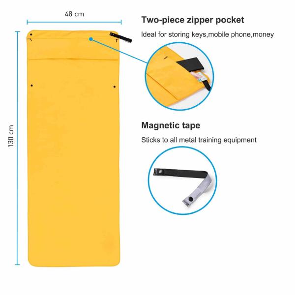 Microfiber Suede Fast Drying Custom Print Logo Sweat Hooded Microfiber Gym Towel with Zipper Pocket