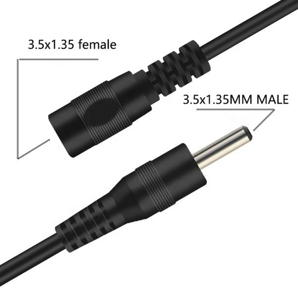 Homme à femme 3,5 1,35 mm câble d'extension de courant continu pour la banque d'alimentation de la caméra CCTV