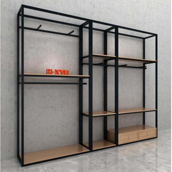 Modern 2 Tier Steel MDF Wardrobe Clothing Garment Rack for Retail Shops and Advertising
