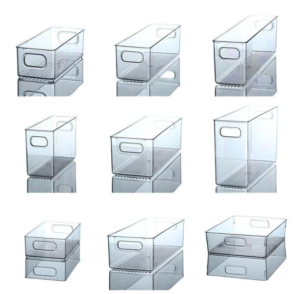 Stackable Refrigerator Organizer Bins Clear Kitchen Organizer Container Bins With Handles Plastic Bags For Pantry, Cabinets, Shelves, Drawer, Freezer - Food Safe