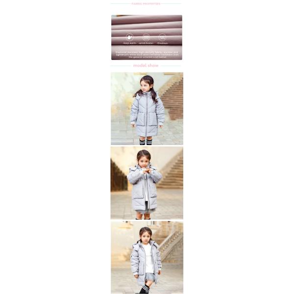 New Fashion Design High Quality Warm Clothing White Duck Down Kids Girls Winter Down Jackets