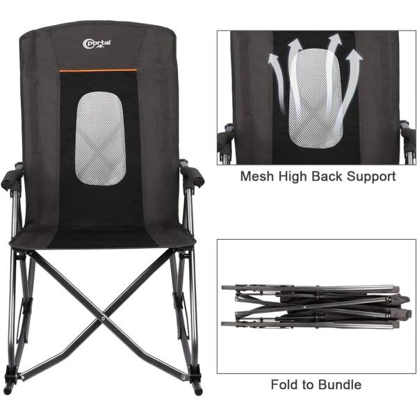 Black Mesh Back High Back Folding Camping Chair for Outdoor Activities Supports 130kg