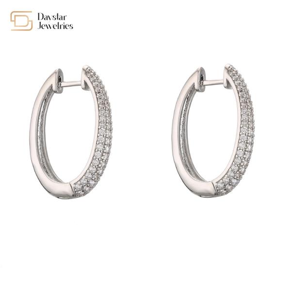 Geometric Rhinestone 18k Gold Plated Earrings , Diamond Huggie Hoop Earrings