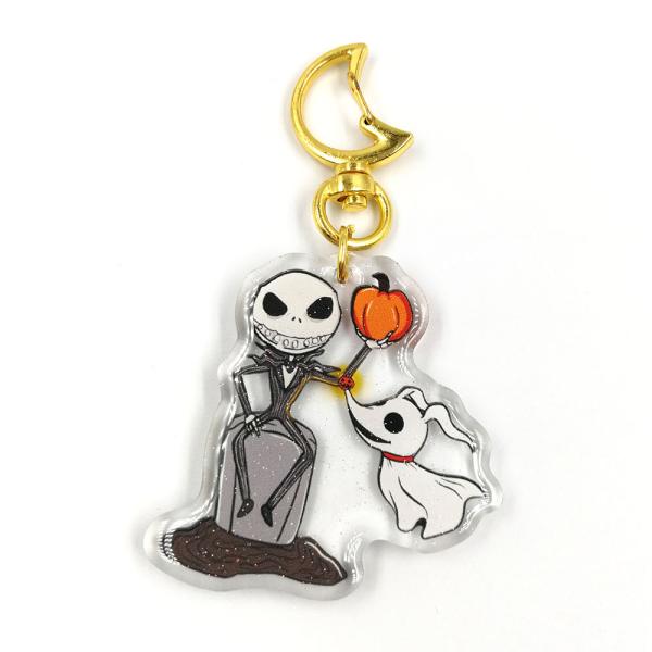 Custom  high quality cartoon acrylic printed clear epoxy acrylic keychain charms as halloween gifts