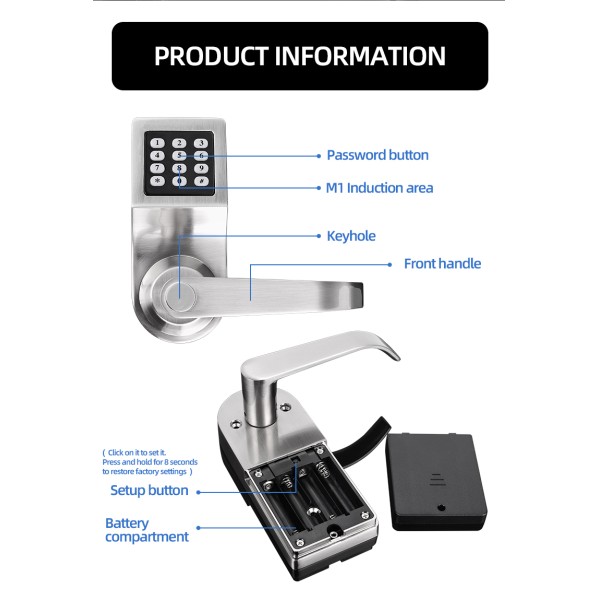 YAGU Wholesale Price High Quality Mobile Application Durable Granular Digital Button Swipe Card Password Door Lock