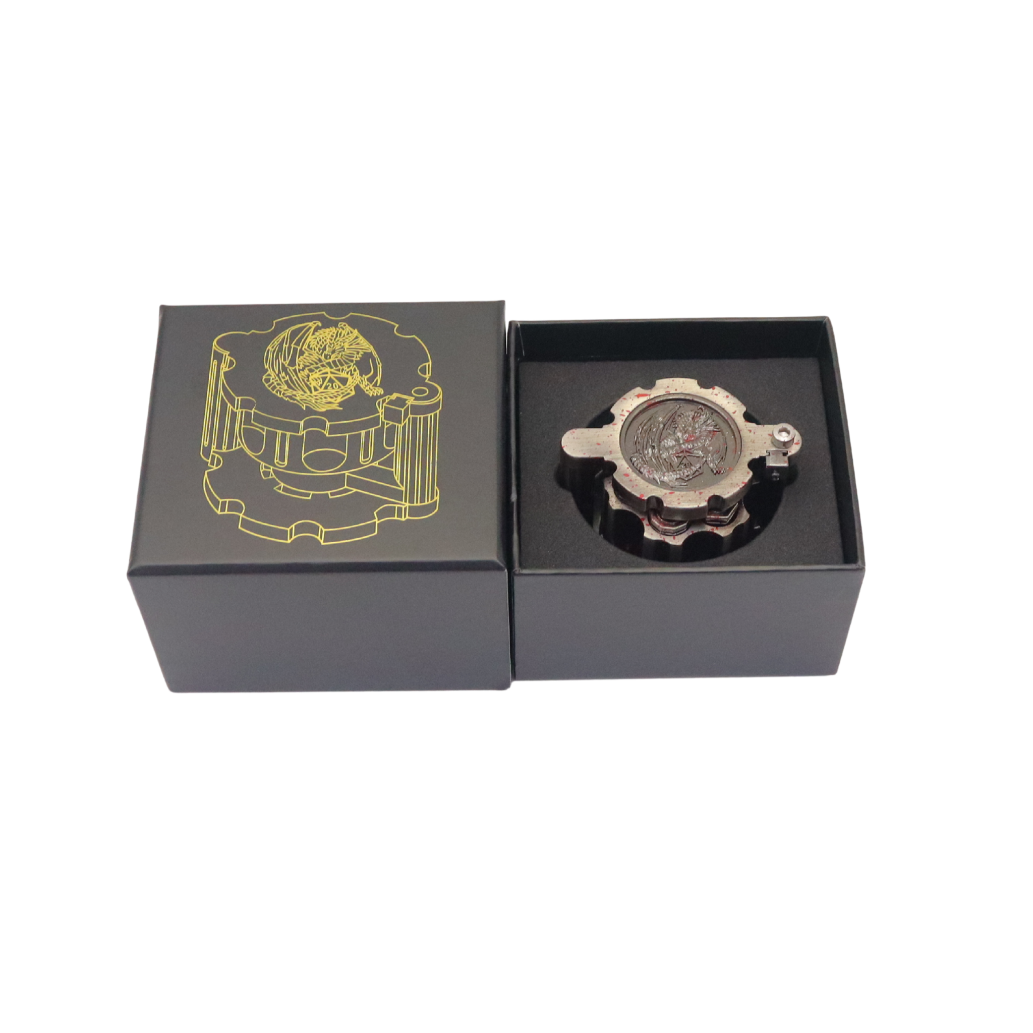 Heavy Duty Zinc Alloy Metal Dice Set with 7 Bullet Shaped DND Dice and Sliding Hidden Case for TRPG Players