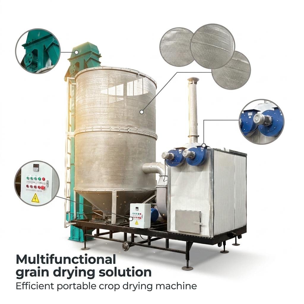 Vertical Paddy Mobile Grain Dryer Machine Wheat Rice Multifunctional