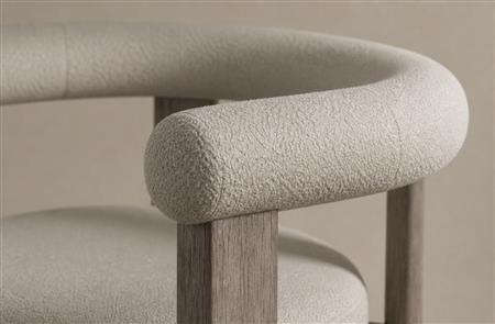 Curved Upholstered Solid Wood Armchair CYC-017
