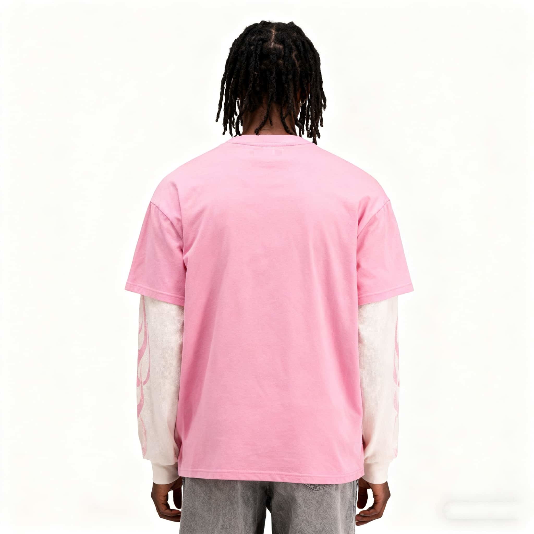 Custom Oversized Fake Two-Piece Long Sleeve T-Shirt with Sleeve Print