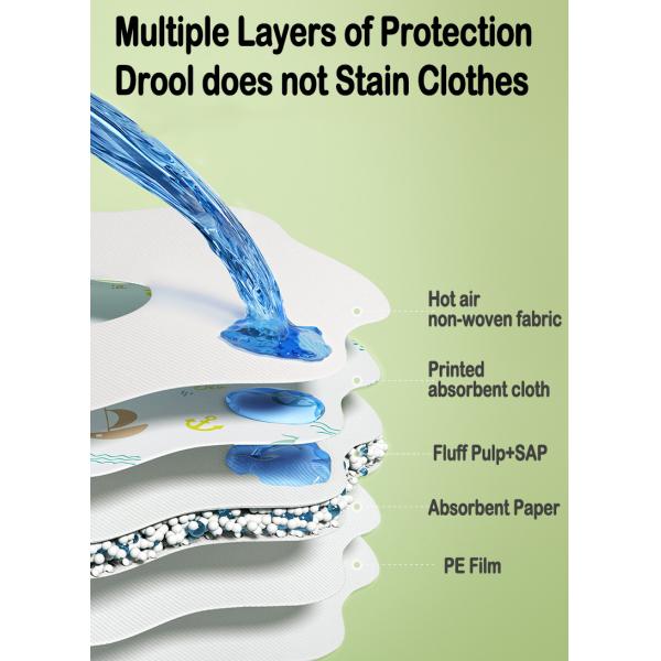 Одноразовые мягкие детские платки водонепроницаемые для 2-4 лет с печатным узором