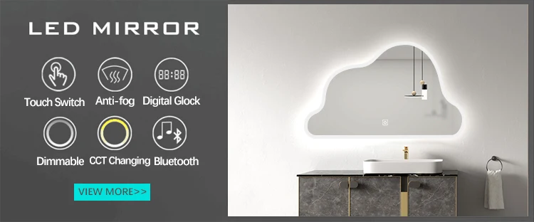 Beauty Barber Salon Mirror With Led Lights Asymmetric Mirror Touch Screen Irregular Bathroom Mirror